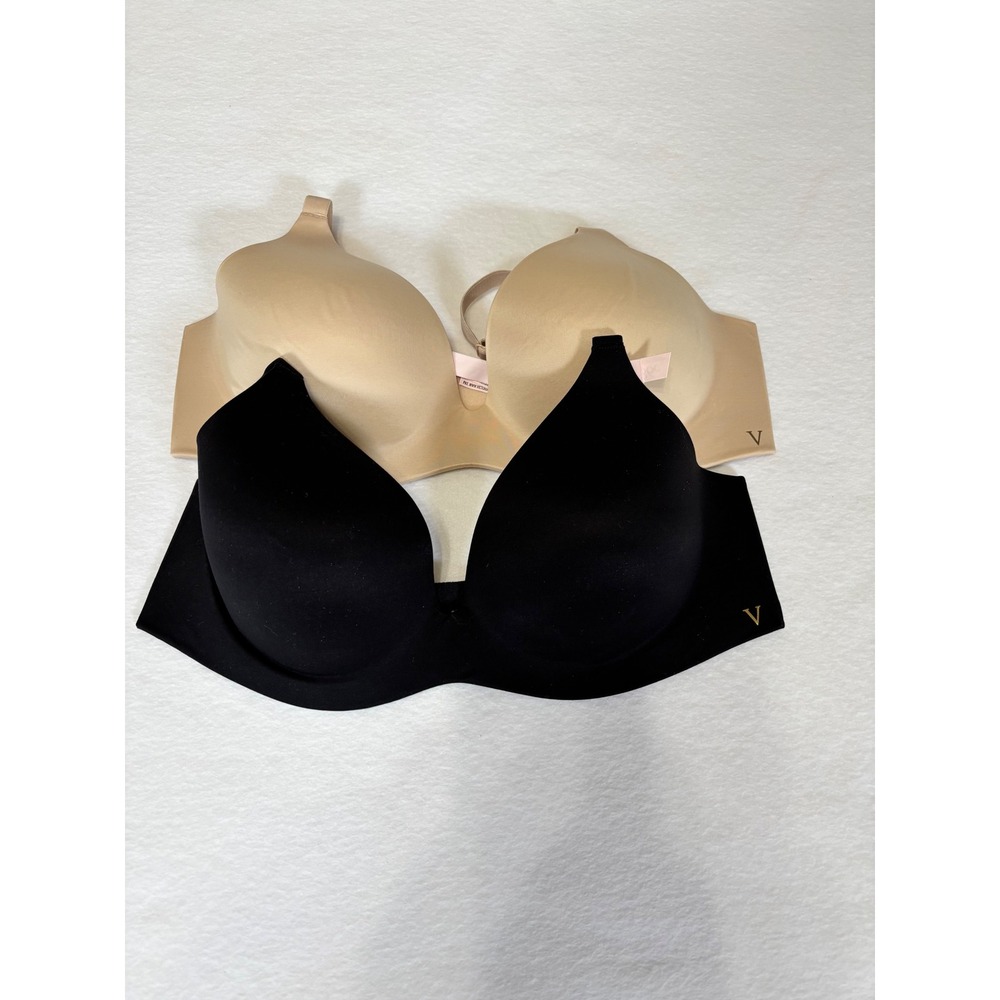 Victoria's Secret T-Shirt Bra Bundle 36C Black Nude Beige Wireless Lightly Lined